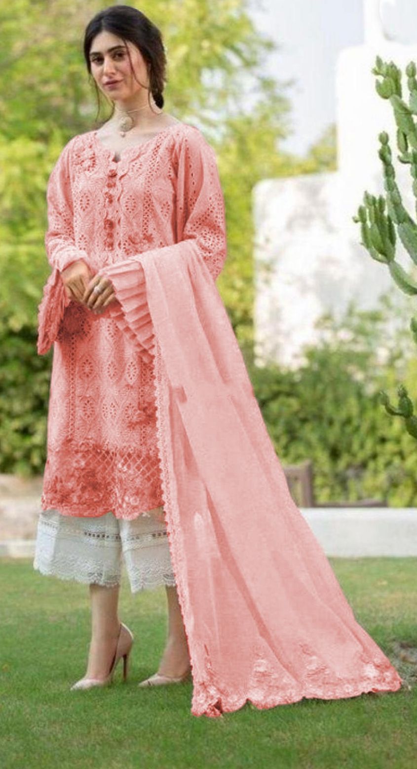 Chrimson Eid collection 2pcs women Chicken Kari Lawn Dress with Trouser