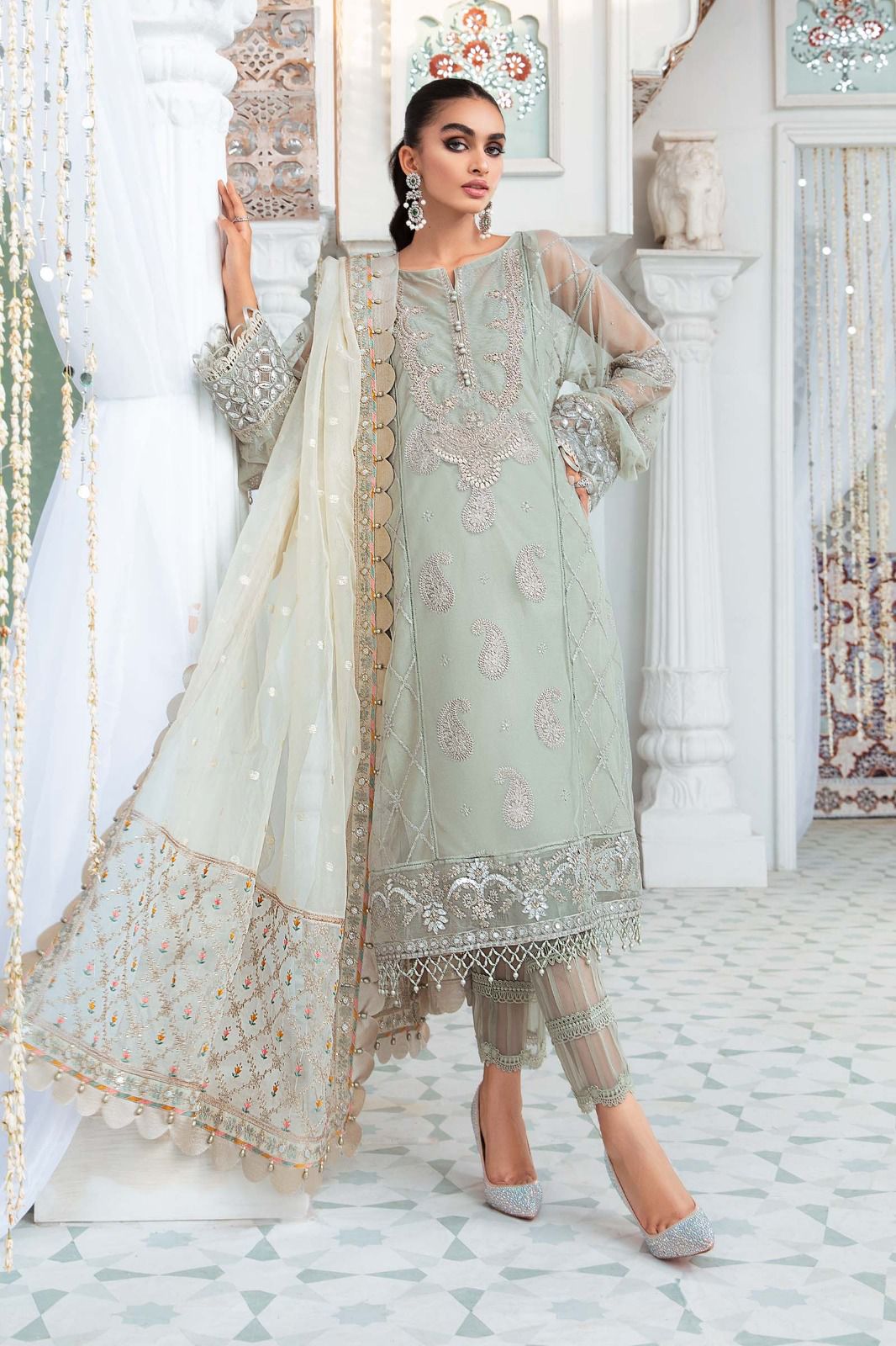 Maria B Eid collection Fine Quality Lawn with Organza Embroidered Dopatta