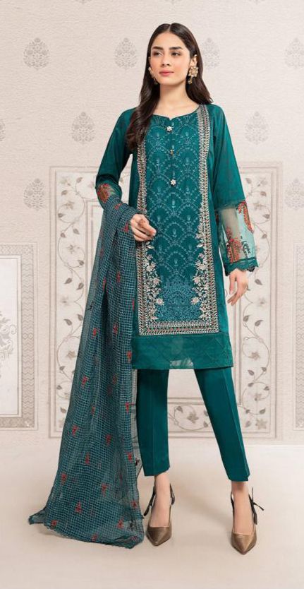 Maria b Luxury Eid collection Replica Women Lawn Dress with Chiffon Embroidered Dopatta