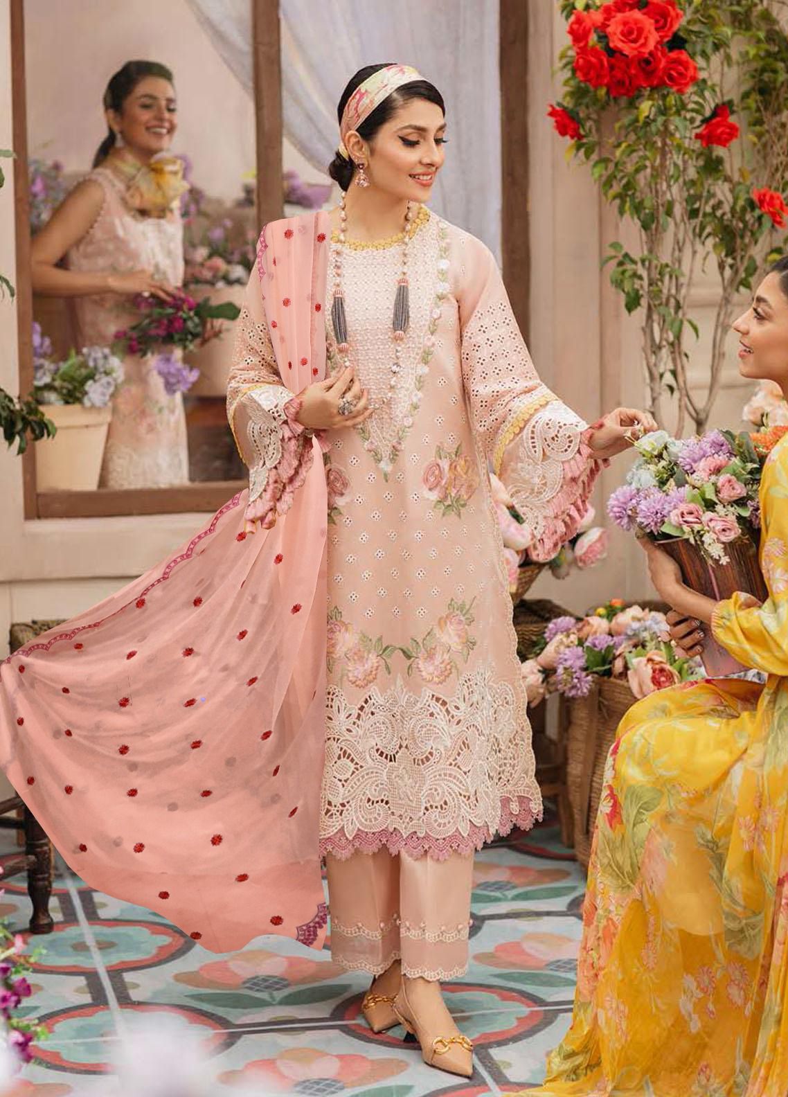 Women Luxury Eid Collection Full Embroidered Chicken Kari Lawn Dress