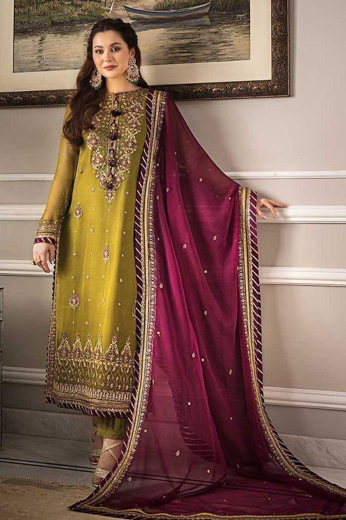 Asim jofa Heavy Embroidered Chiffon Suit with Malai Trouser For Women